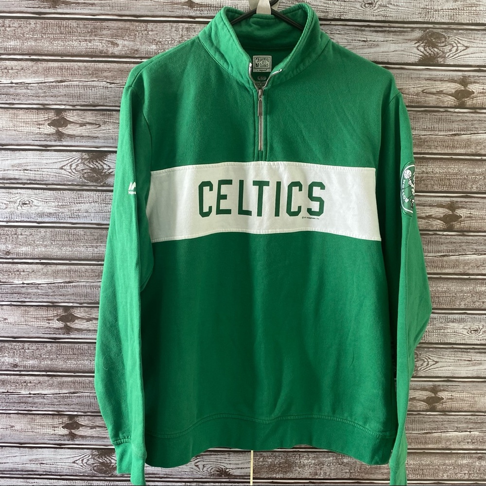 Hardwood Classics by Majestic Boston Celtics 1/4-Zip Pullover Size L